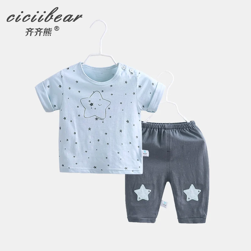 

ciciibear baby boy clothes summer baby cotton seven-point short-sleeved suit baby clothesboys girls cotton two-piece suit