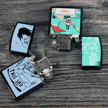 

21 color Retro Kerosene Lighter Outdoor Barbecue Windproof Lighter Men's Gift Cigar Lighter Metal Digital Color Printing Lacquer
