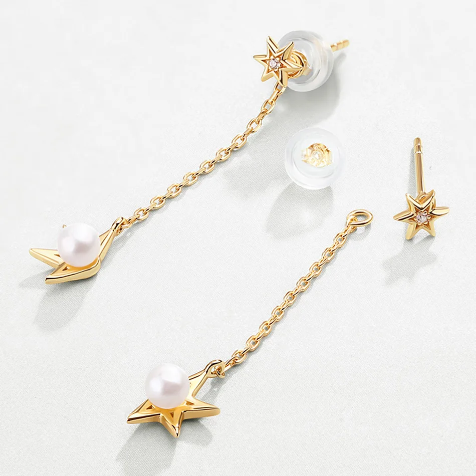 ALLNOEL Real 925 Sterling Silver half-star pearl Ring Necklace Drop Earrings Jewelry sets For Women Wedding Boutique 2019 New (8)