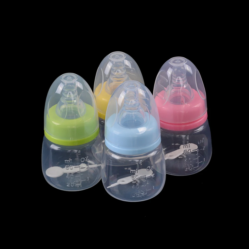 1Pcs Random Color 60 мл для новорожденных младенцев молочный фруктовый сок для кормления воды Стандартный рот силиконовая соска бутылка для напитков - Цвет: 1Pcs Random Color