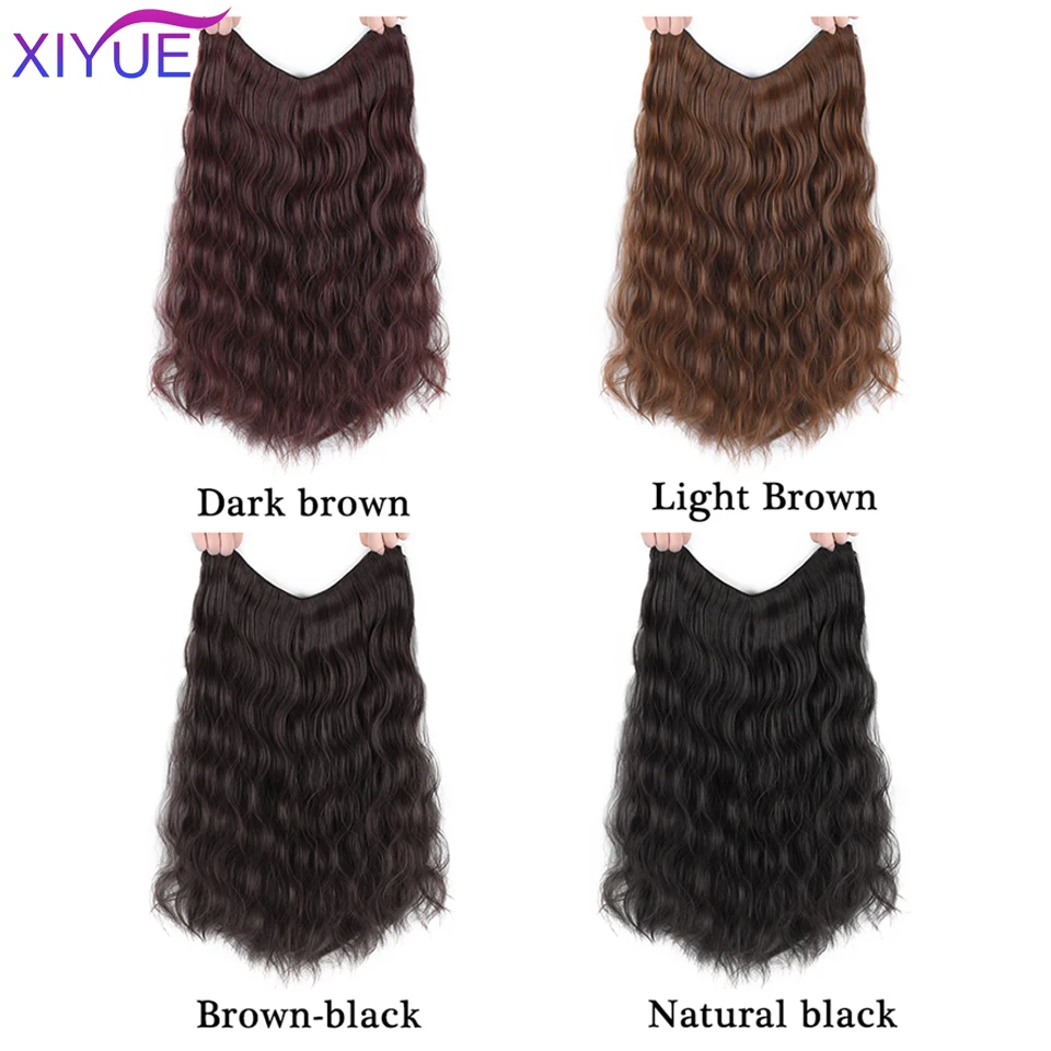 Long Wavy Culry U-Shaped Half Wig for Women Natural Female Long Black Brown Water Ripple Wigs Heat Resistant Synthetic Fake Hair
