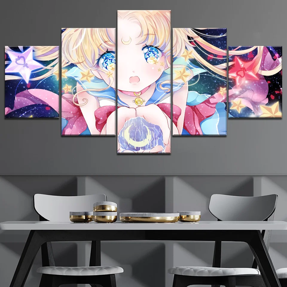 

No Framed Canvas 5Pcs Animation Sailor Anime Cuadros HD Posters Wall Art Pictures Decoration Accessories Home Decor Paintings