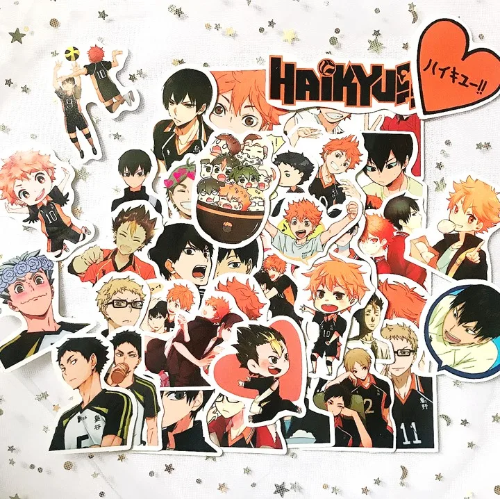 50 шт. Аниме Haikyuu! Писковые! Мультяшные водонепроницаемые наклейки для волейбола