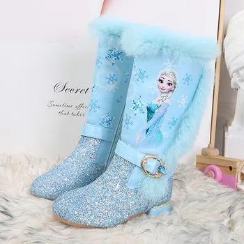 

Girls High Heel Boots Autumn Winter Children Boots for Girls Fleece Snow Boots Aisha Princess Kids Boots Little Girls Shoe