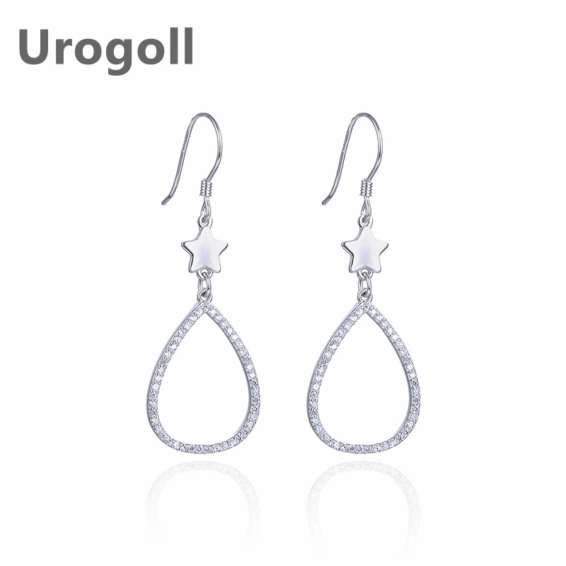 

Trendy Women 925 Sterling Silver Jewelry Water Drop And Star Earrings Inlaid Zircon Earrings Silver Earrings For Girl Gift