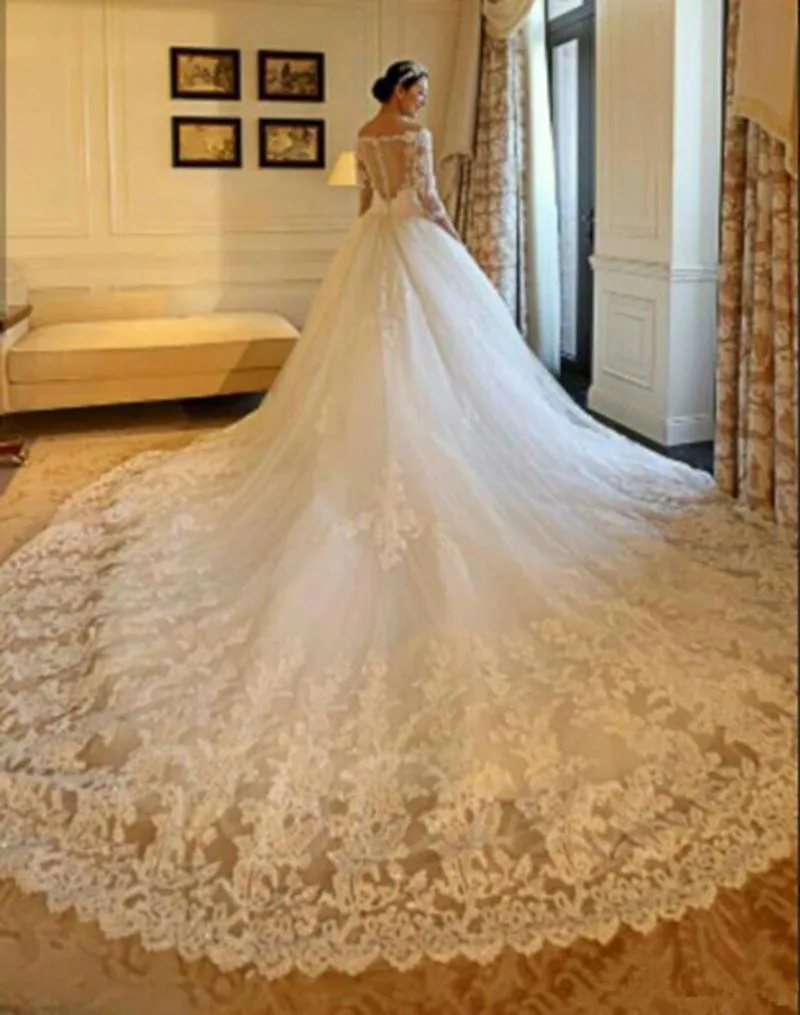Роскошные свадебные платья Половина рукава Иллюзия корсета Overskirts v-образный вырез Long Steven Халил свадебные платья свадебное платье
