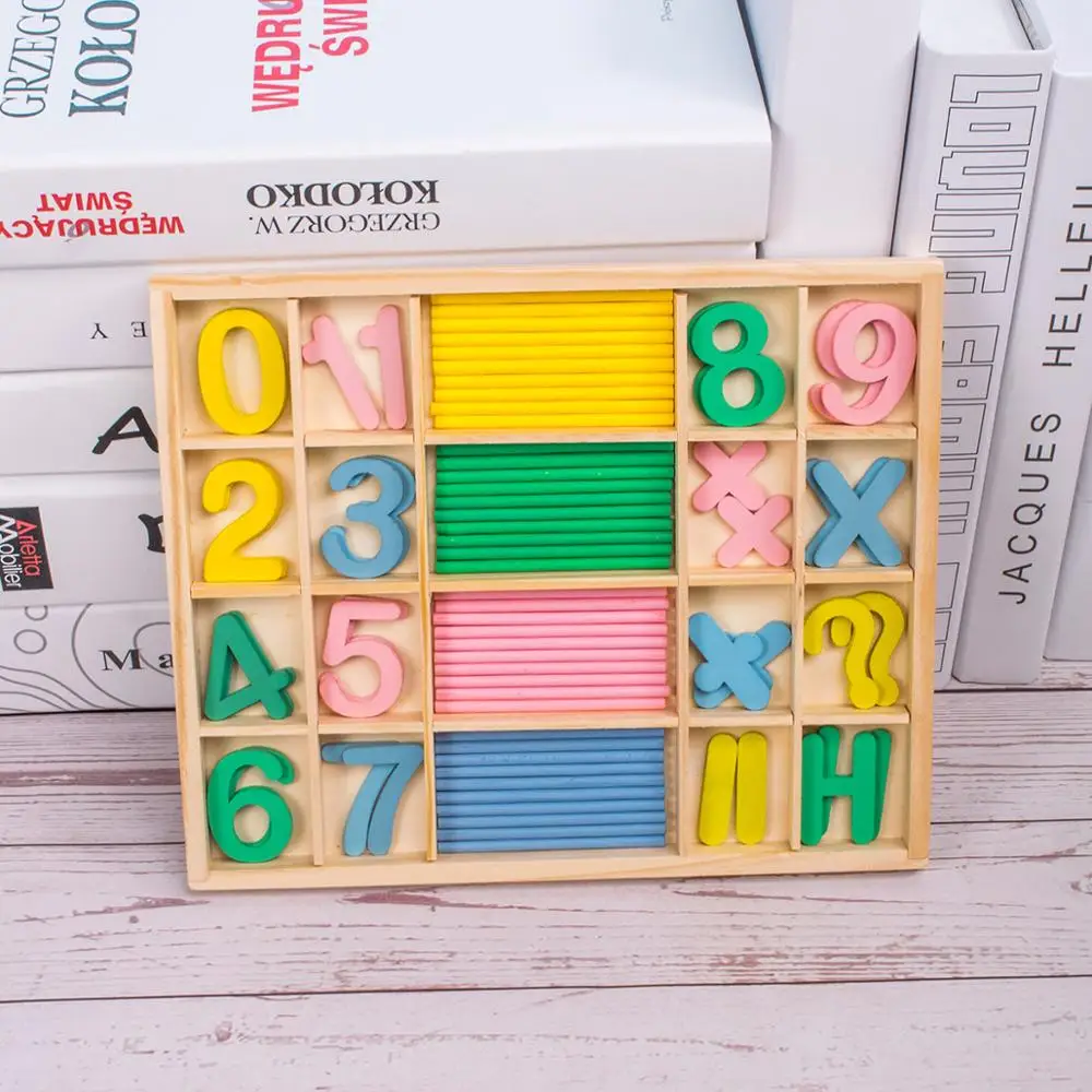 Montessori Math Learning Box Digital Clock Math Toy Number Counting Toy Wooden Stick Baby Kids Learning Educational Toy Gifts