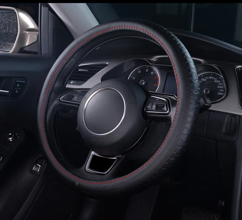 Tiguan Sagitar Lavida CC Bora Jetta чехол из натуральной кожи для рулевого колеса автомобиля Honda CRV Helter Skelter Fit