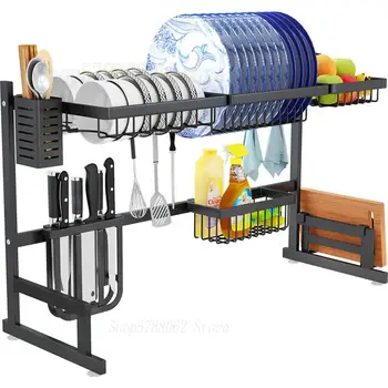 

Black Stainless Steel Kitchen Rack Sink Sink Dish Rack Drain Bowl Rack Dish Tool Supplies Storage Rack