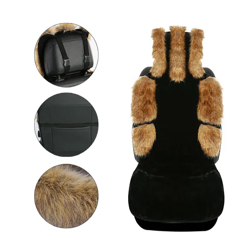 AUTOROWN Роскошные меховые накидки на передние сиденья из Искусственного меха лисы