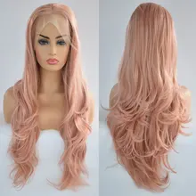 Bombshell Смешанные розовые натуральные волнистые синтетические волосы 13*3 парик фронта шнурка Glueless термостойкие волокна средний пробор для женщин парики