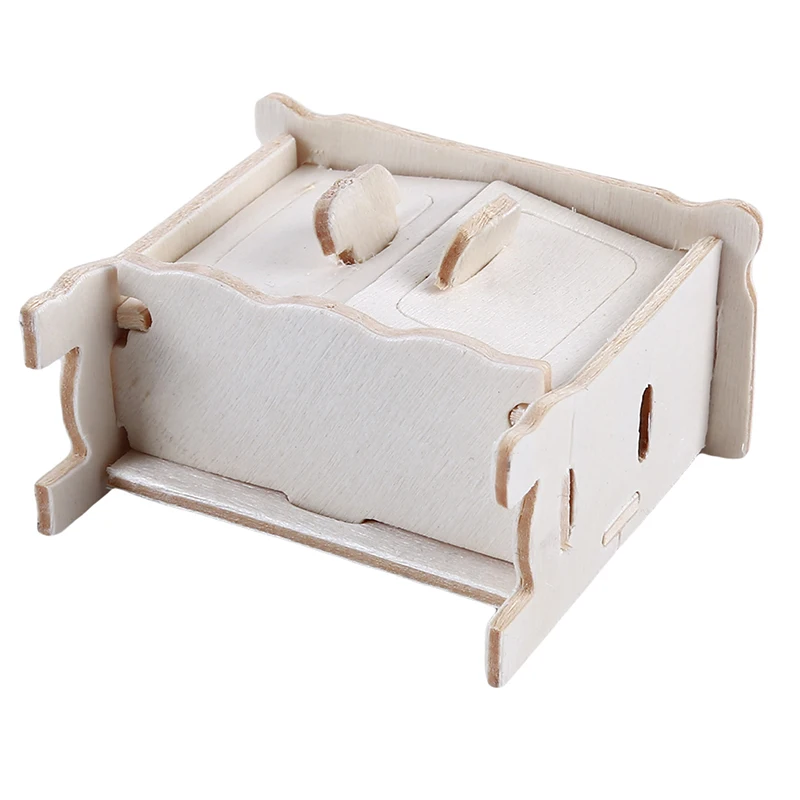 New Arrival Creative Wooden DIY 3D Simulation Dining Room Construction Kit Puzzle Toy Kids Gift