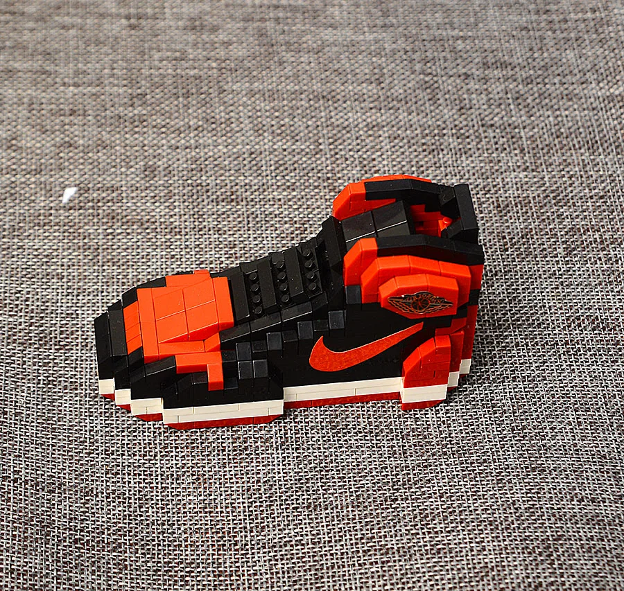 Индивидуальные DIY Air Jordan 1 2D кроссовки наклейки фигурный брелок сумка коробка Подвеска для пары Кукла аксессуар - Цвет: bred block