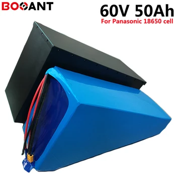 

Powerful 3000W 60V 50Ah triangle lithium battery for Panasonic 18650 cell 16S 60V electric bike battery + Iron shell 10A charger