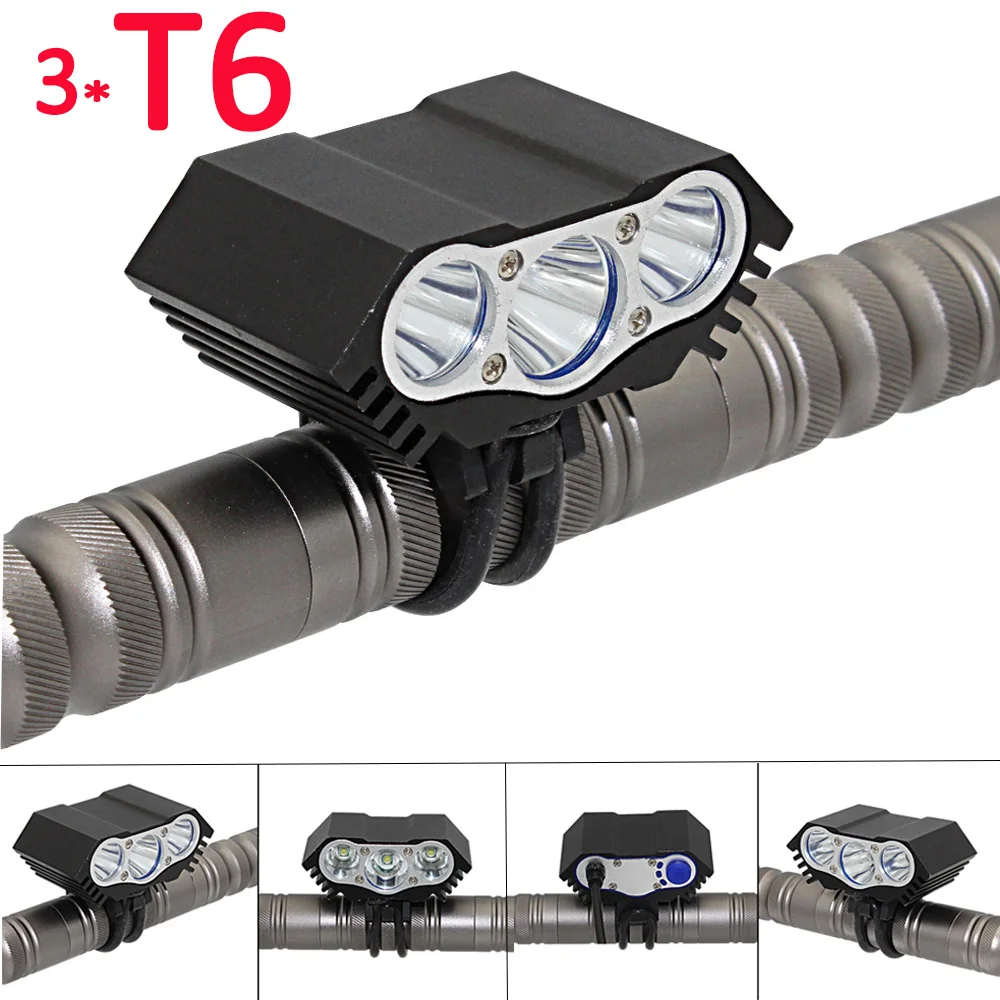 

Front Bicycle Flashlight 3600LM 3x XML T6 LED Bicycle Light Ultra Fire DC 4 Modes head Light Bike Lamp Back Tail Light