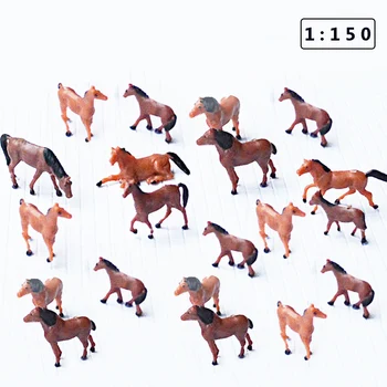 

20Pcs 1:150 Scale Plastic Model Horse For DIY Architecture Sand Table Model Decor Miniatures Landscape - Random Color And Type