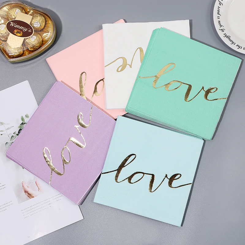 16 шт./упак. сусального золота одноразовыми салфетками любовь с днем рождения