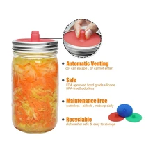 Безводная Крышка для брожения Airlock(с металлическим кольцом) для банок с широким горлышком, пищевые силиконовые крышки для брожения Sauerkrau