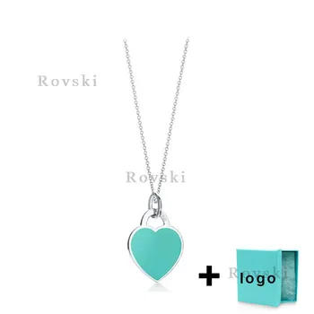 

XL TFX Rllen popular brand sterling silver blue heart necklace is suitable for women's party jewelry wholesale free shipping.