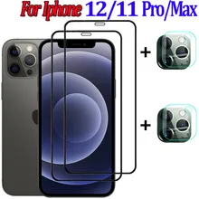 Lente + protetor de tela pelicola para iphone 12 pro max 9h filme frente vidro temperado iphone12 Mini Apple 11 iphone 12Pro Película protetor