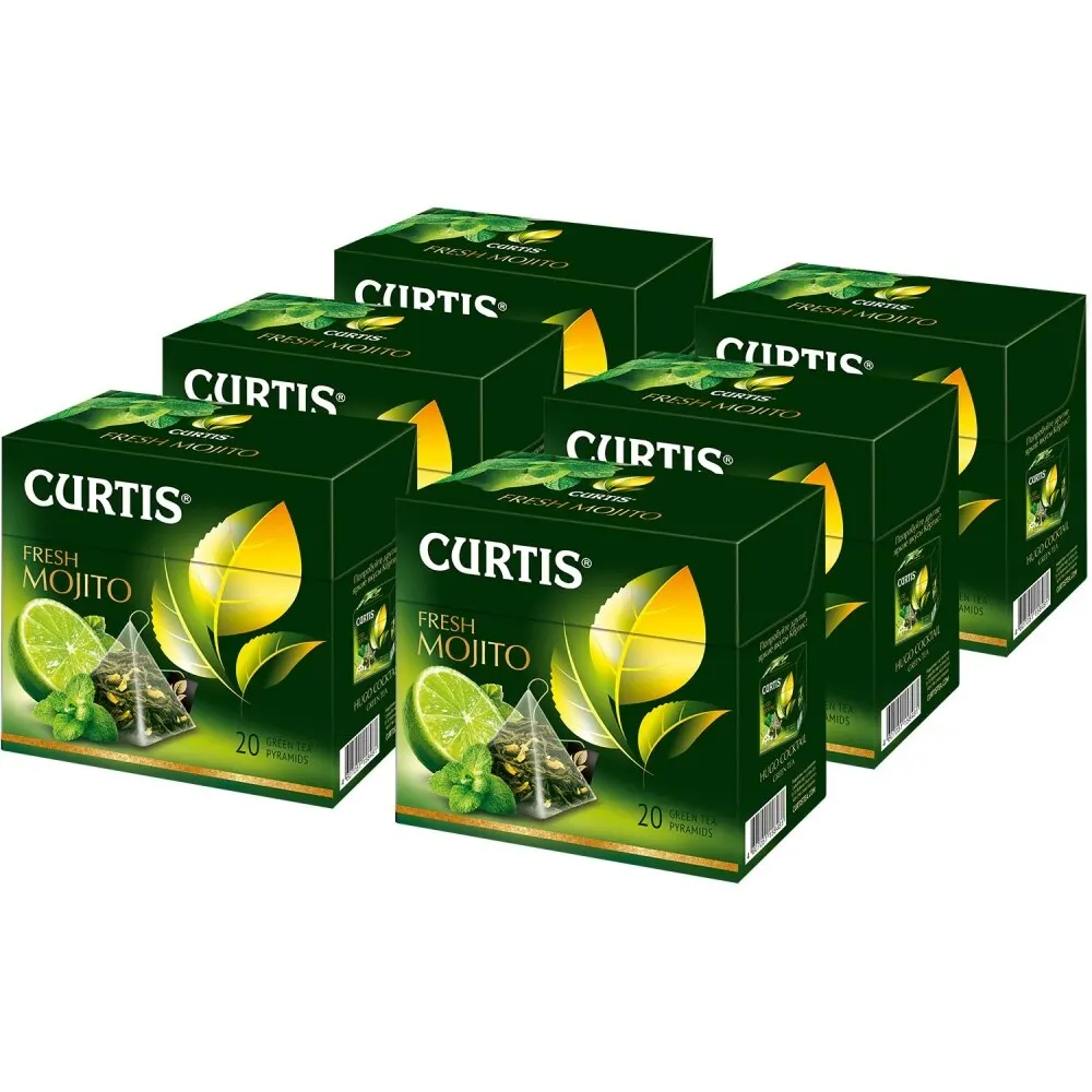 Чай Curtis &quotFresh Mojito" зелёный с добавками 20 пирамидок х 6 упаковок |