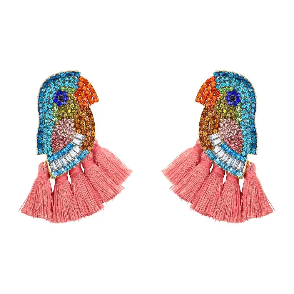 Pink Tuliper сережки серьги в виде туканов птица кисточкой животное богемные серьги для женщин вечерние ювелирные изделия подарок 귀걸이 Мода Femme - Окраска металла: Pink