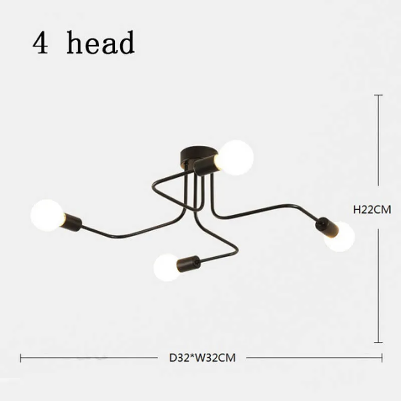 D 4 Head Современный дизайн, железный блеск, светодиодный диодный потолочный светильник для спальни, гостиной, столовой, гостиной, домашнего декора, светильник, светильники - Цвет корпуса: D 4 Head