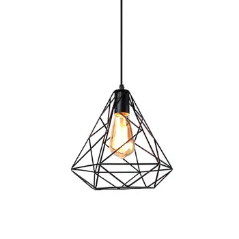 

20CM North American Type Rural Industrial Diamond Rope Cage Loft Retro Wrought Iron Hanging Light Restaurant Bar