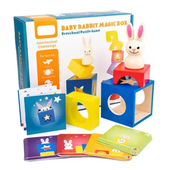 

Children's Bunny Magic Box Wooden Puzzle Parent-child Interactive Table Toys NEW