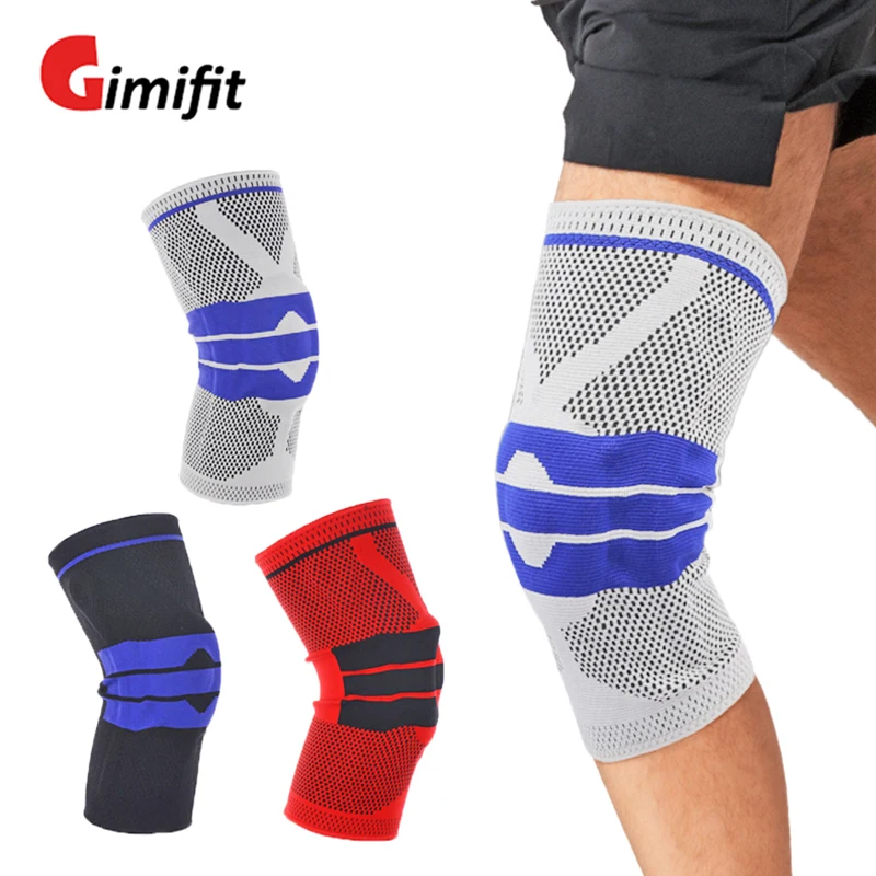 1 PC Silicone Padded Basketball Knee Pads Adjustable Knee Brace Volleyball Running Football Fitness Protector fitness knee pads sports compression crossfit knee brace basketball running kneepads silicone spring support patella protector