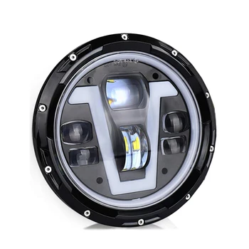 

1 PCS LED headlamp 7 inch round headlight with halo ring