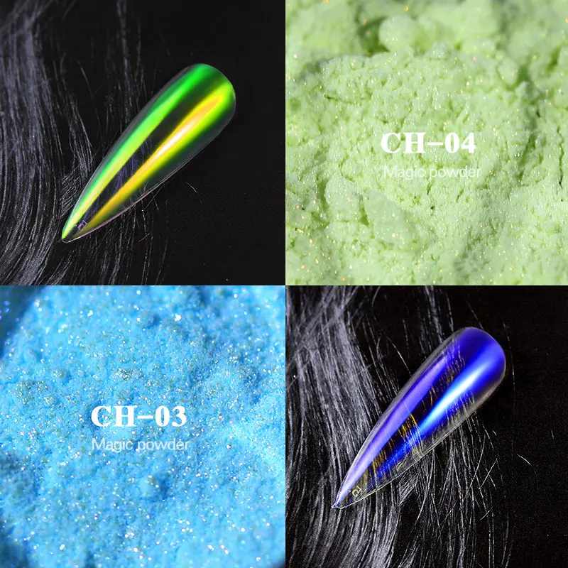 0.2g Ice Transparent Mirror Nail Glitter Powder Holographic Chameleonic Magic Dust Pigment Nail Art Decorations