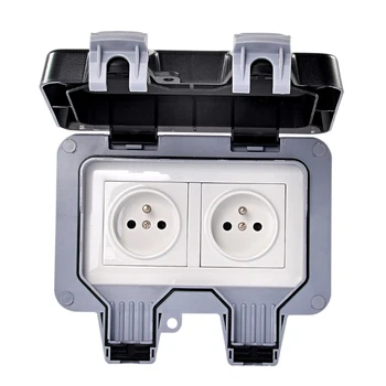 

External Outdoor IP66 2 Slot Wall Socket Dustproof Surface-Mounted Protective