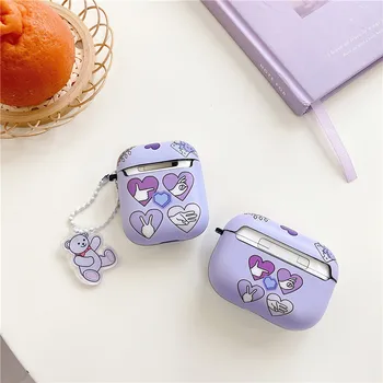

Cute Cartoon Bear Pendant Earphone Phone Case For AirPods 2 1 Lovely Design Wireless HeadPhone Cover For Aripods Pro Soft Funda