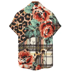 Cardigan à simple boutonnage pour homme, chemise décontractée à manches courtes, motif floral Rose imprimé en 3d, nouveau vêtement à la mode, 2022 