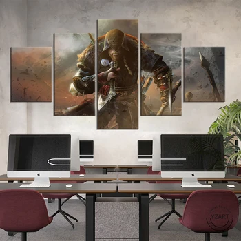 

5pcs Valhalla Video Games Poster Viking Assassin Artwork Canvas Wall Art Paintings for Bedroom Decor-NO Frame