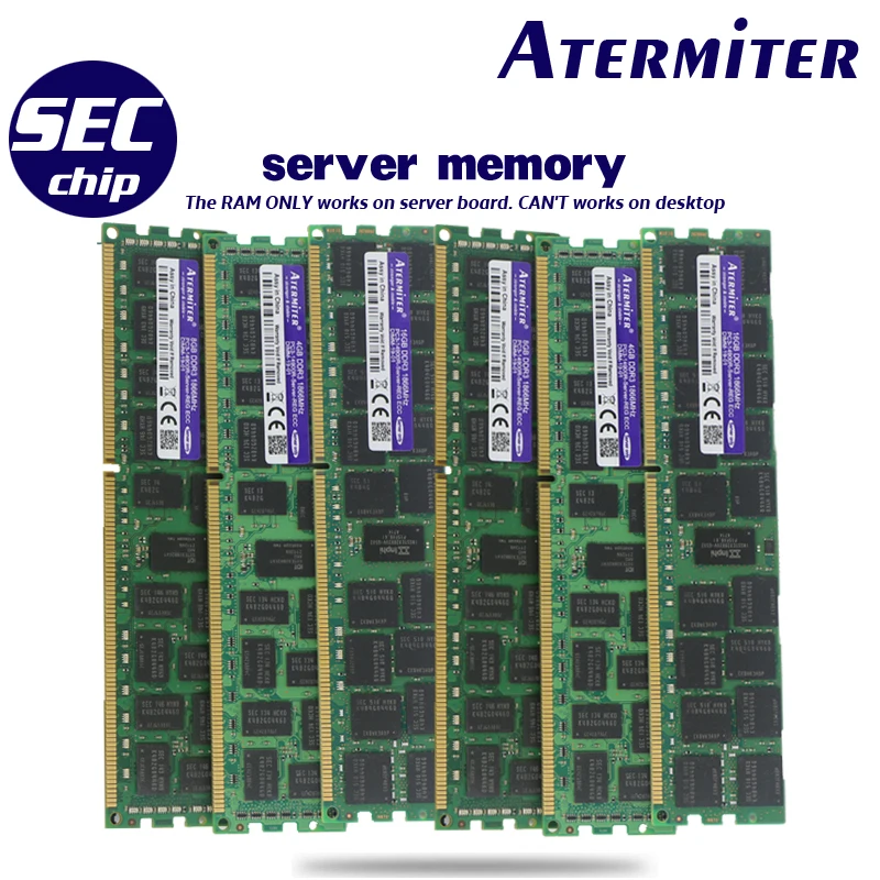 Atermiter 8 Гб DDR3 1333 МГц 1600 1866 МГц 8G 1333 1600 1866 ECC REG памяти сервера Оперативная память 16 ГБ, 16 ГБ, 32 ГБ, 32g x79 x58 2011 4GB 4g