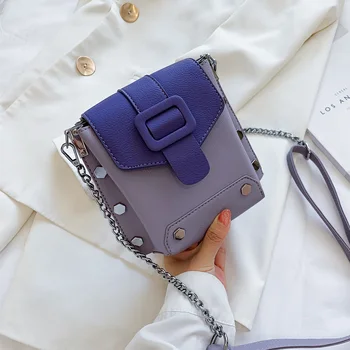 

Rivets Mini Contrast Color PU Leather Crossbody Bags For Women 2020 Shoulder Handbags and Purses Female Travel Cross Body Bag