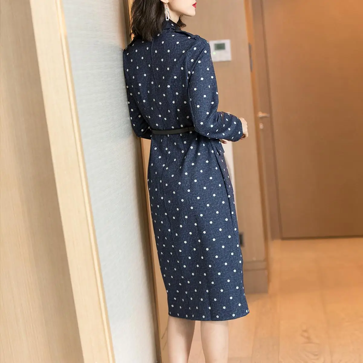 Женская винтажная одежда для работы платье с длинным рукавом и зубчатым