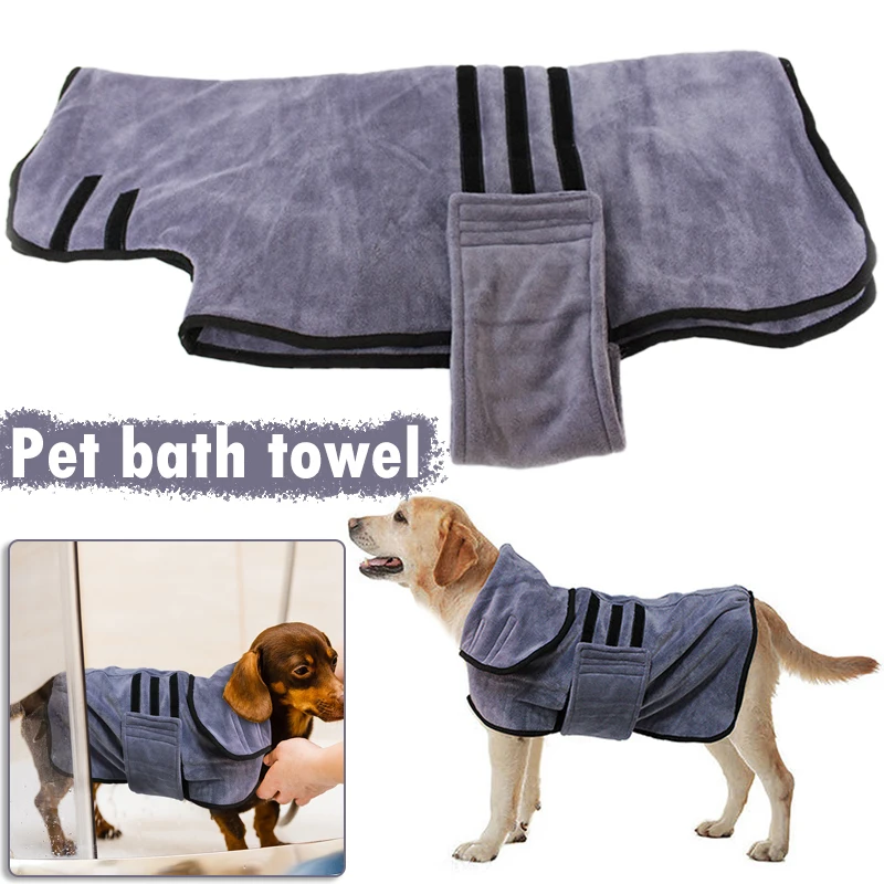 Dog Bathrobe Towel Soft Super Absorbent Bath Robe Drying Moisture