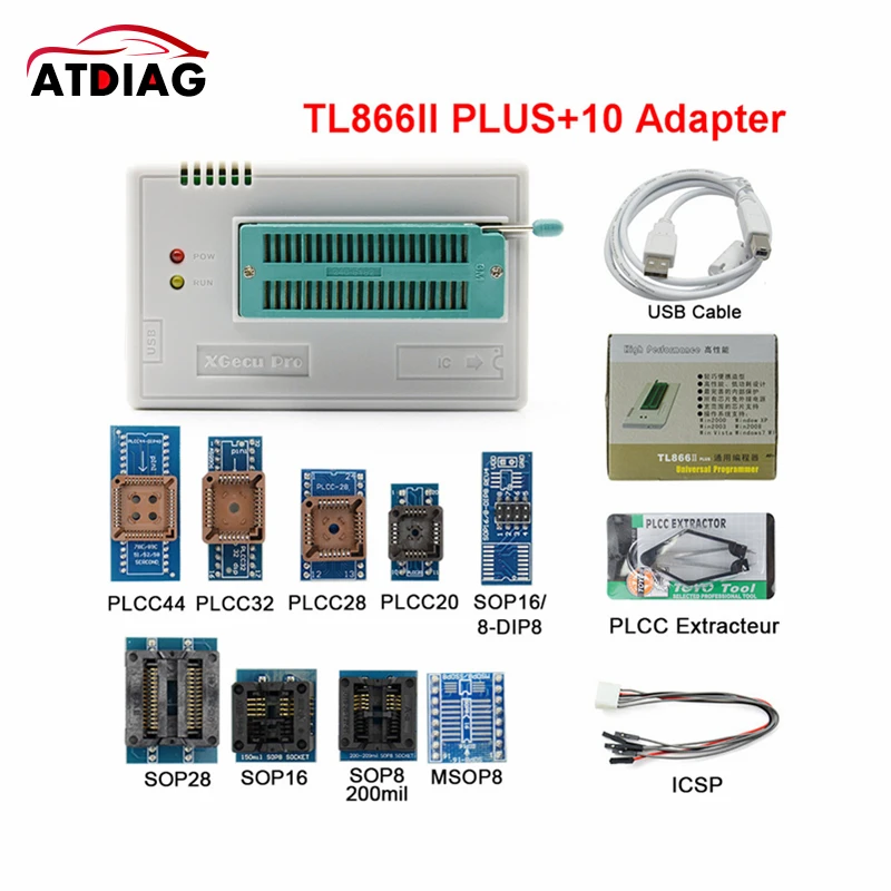 Программатор V9.0 MINI PRO TL866 II Plus универсальный USB-программатор EEPROM FLASH с 10 адаптерами