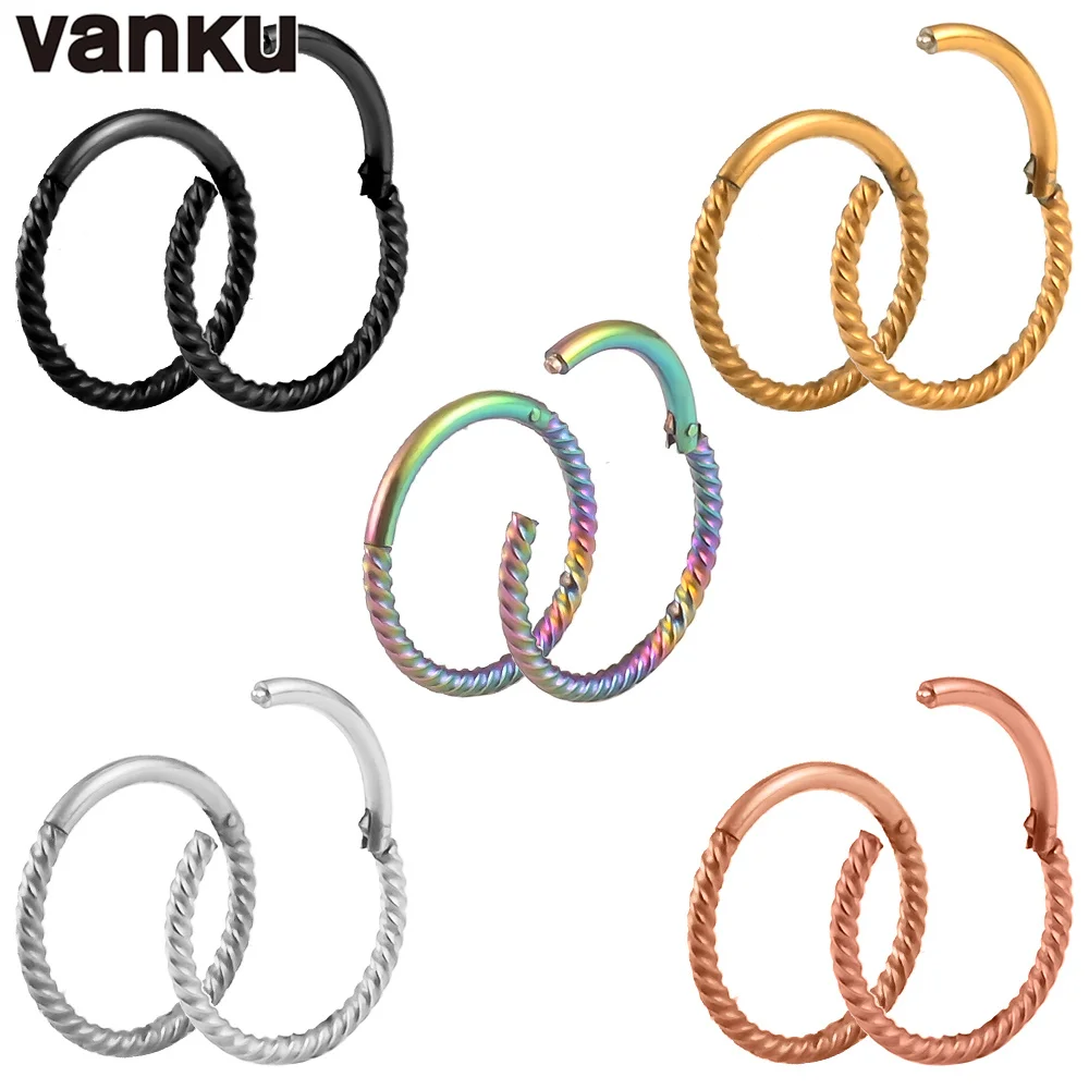 

Vanku 10pcs Hinged Septum Clicker Segment Nose Ring Lip Ear Cartilage Ear Helix Body Piercing Jewelry Ring Twist Hoop