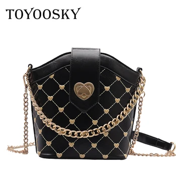

TOYOOSKY Vintage Female Messenger Bags Chain Handbag Shoulder Bag Lock Bucket High Quality 2020 Winter Crossbody Bags For Women
