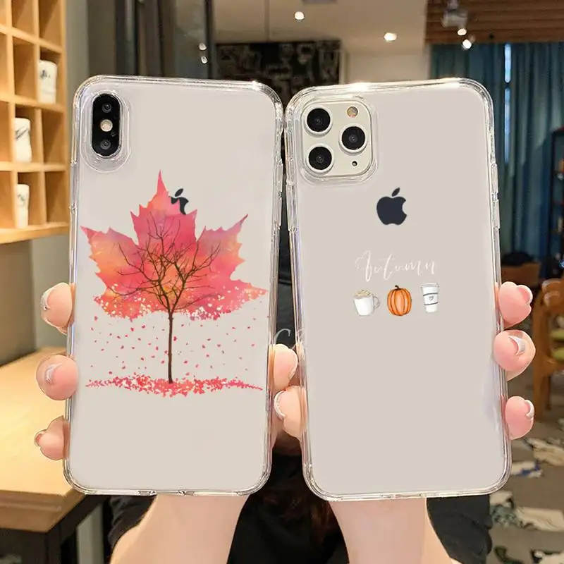 

Pumpkin happy autumn fall leaves Phone Case Transparent soft For iphone 5 5s 5c se 6 6s 7 8 11 12 plus mini x xs xr pro max