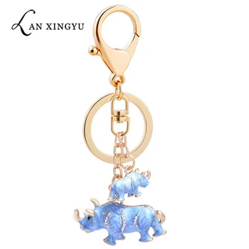 

Creative animal series alloy rhinoceros key chain hot selling bags pendant pendant wholesale spot