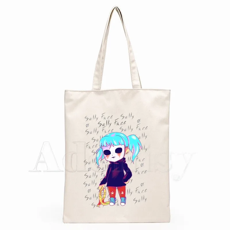 

Sally Face Graphic Cartoon Printed Canvas Shoulder Bag Female Harajuku Funny Large-capacity Eco Environmental Shopper Bag