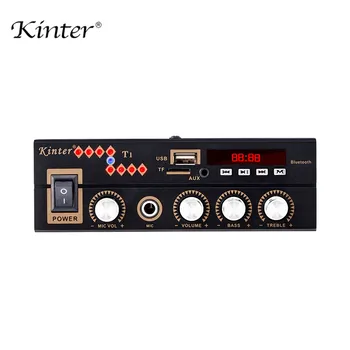 

kinter T1 Karaoke amplifier for bluetooth USB TF FM MIC Input play stereo sound small size metal casing supply DC12V and AC220V