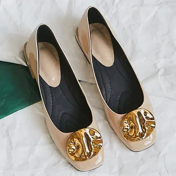

Women's genuine leather slip-on casual flats leisure soft comfortable espadrilles high quality gold bucklee leisure daily shoes