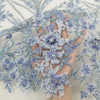 

5 Yards Factory Price Rhinestone Embroidery Mesh Lace Fabrics With Sequin High Quality Luxury Handwork Beaded Tulle Lace African