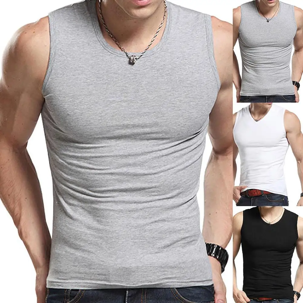 

Sport Fashion Me Tank Top Vest Solid Color Sleeveless Round Neck Vest Fitness Tank Top Undershirt Men's Top For Men's Clothings